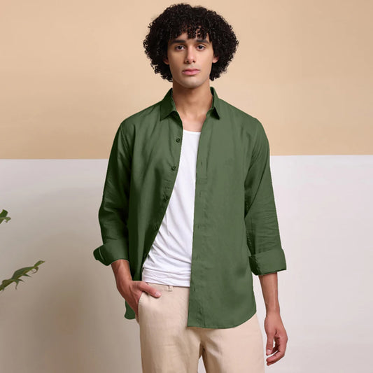 The Hunter Green Linen Shirt.