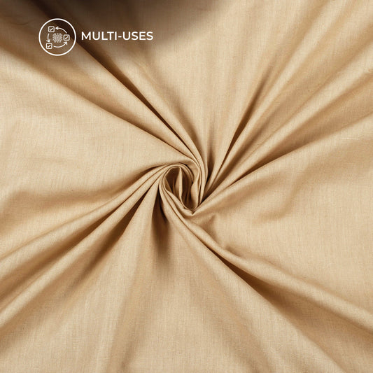 Beige Plain Cotton Flex Fabric